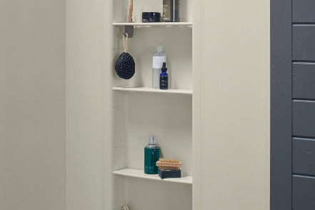 9 Inch Shower Shelf, Wall Mount Corner Bathroom Shelf, Matte Black